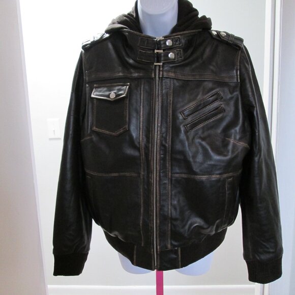 Distressed Style 100% Leather Bomber Jacket – New - Picture 6 of 14